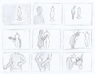 Gezeichnetes Storyboard für das Stopmotion Video No Body Is Perfect