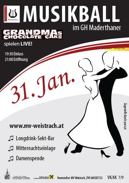 Plakat Design für den jährlichen Musikball des MV-Weistrach