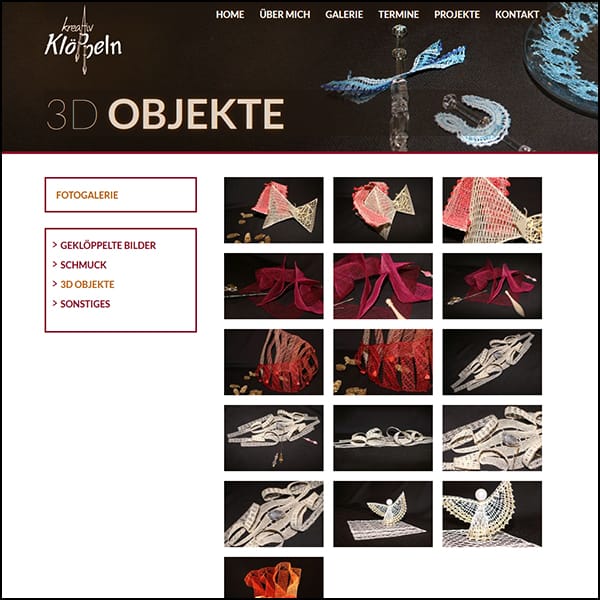 Screenshot Web Design Kreativ Klöppeln Galerie