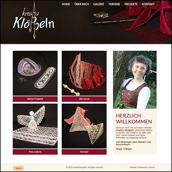 Screenshot Web Design Kreativ Klöppeln Startseite