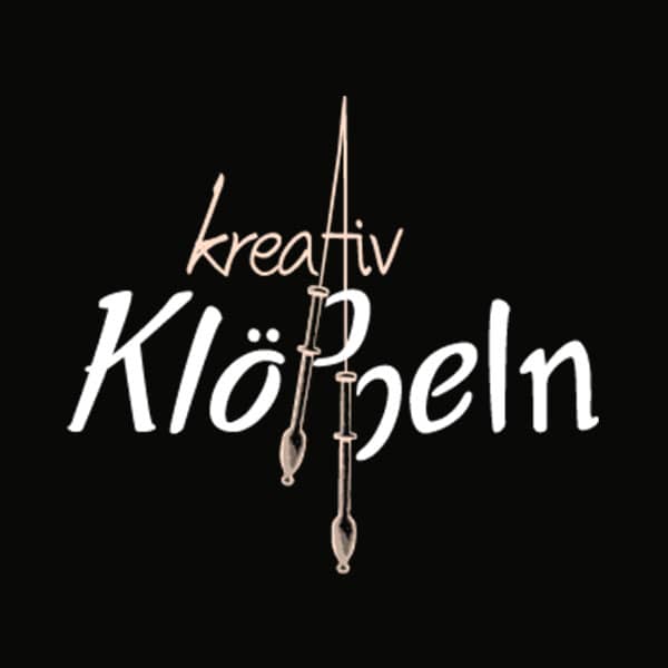 Logo Design Kreativ Klöppeln auf schwarzem Hintergrund
