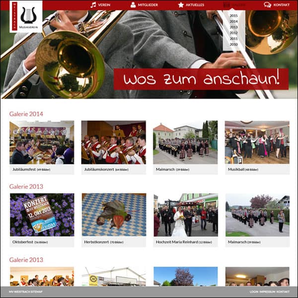 Screenshot Web Design MV-Weistrach Galerie