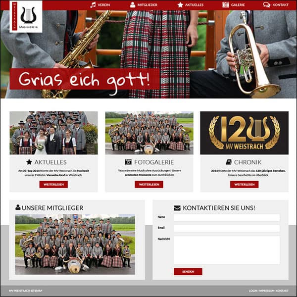 Screenshot Web Design MV-Weistrach Startseite